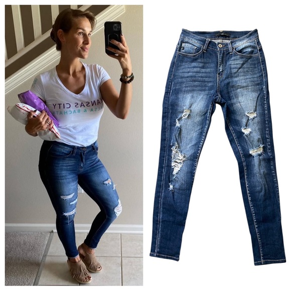 KanCan Denim - KanCan High Rise Skinny Jeans Distressed 26 Waist The Buckle